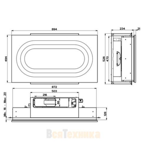 Вытяжка островная Faber INSIDE UP WH KL A90