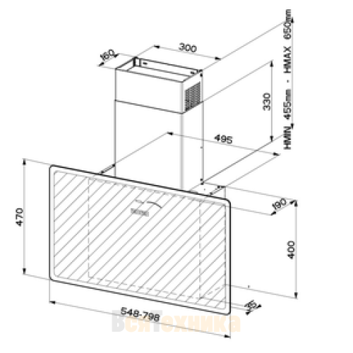 Вытяжка Faber настенная GLAM FIT 80 WH