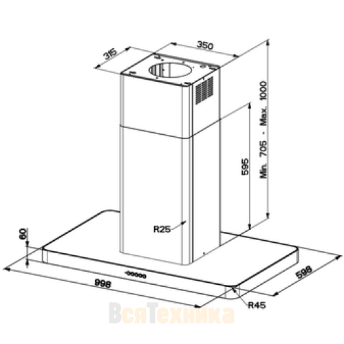 Вытяжка Faber островная T-LIGHT ISOLA EV8P WH MATT A100