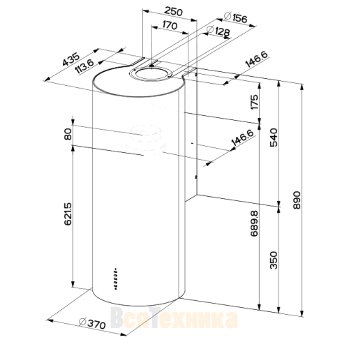 Вытяжка Faber настенная CYLINDRA PLUS WH GLOSS A37