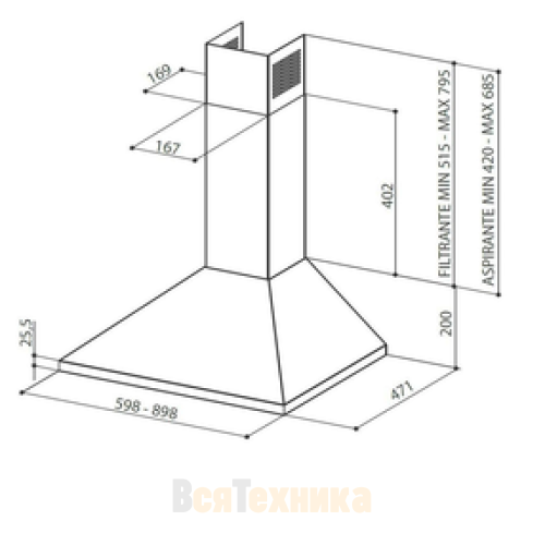Вытяжка Faber настенная HOOD VALUE PB X A60 SP/I