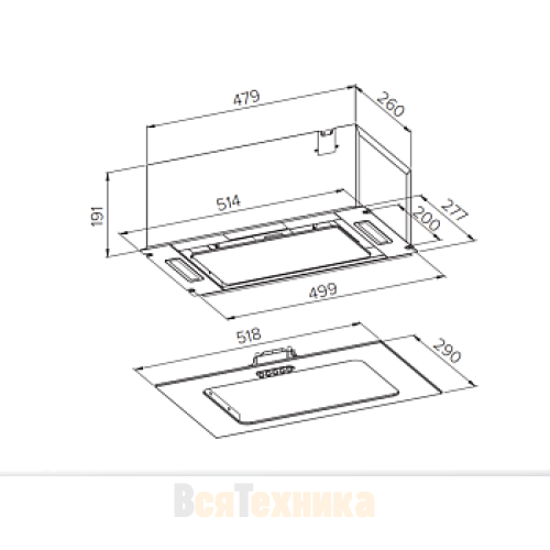 Кухонная вытяжка HOMSair Crocus Push 52