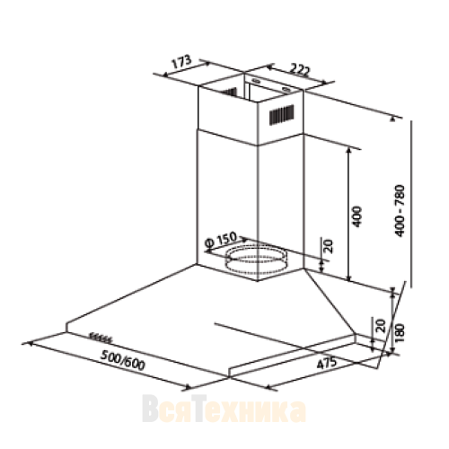 Кухонная вытяжка HOMSair DELTA 50