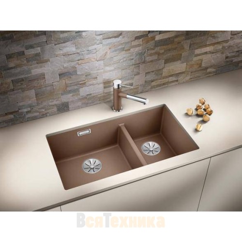 Мойка Blanco SUBLINE 430/270-U отводная арматура InFino® Кофе