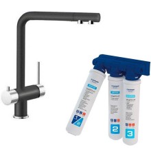 Комплект смеситель Blanco FONTAS SILGRANIT + система фильтрации BWT-БАРЬЕР EXPERT STANDARD Антрацит{Хром}
