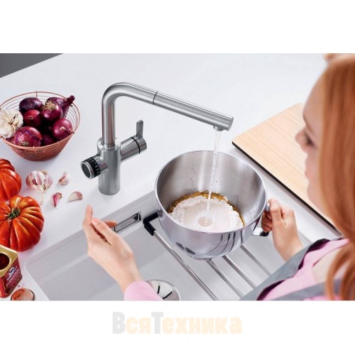 Смеситель Blanco EVOL-S Volume рычаг управления справа Хром