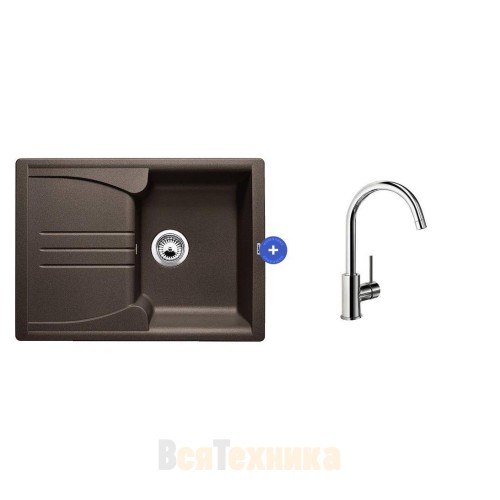 Комплект мойка Blanco Enos 40 S + смеситель MIDA Хром Шампань