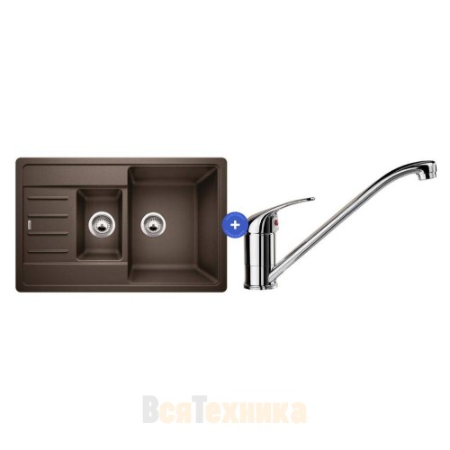 Комплект мойка Blanco Legra 6 S Compact + смеситель Daras Хром Кофе