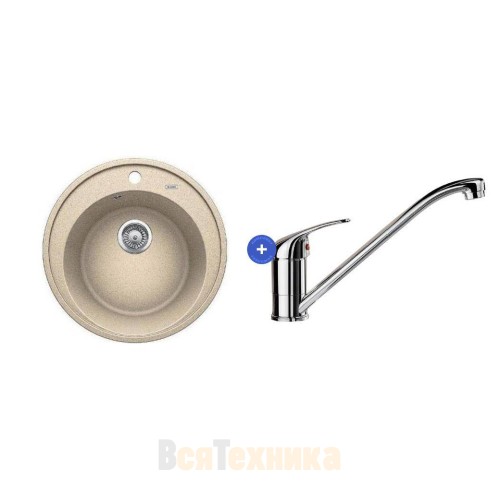 Комплект мойка Blanco Riona 45 + смеситель Daras Хром Кофе