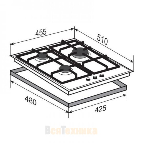 Газовая варочная панель из закаленного стекла Zigmund & Shtain M 23.4 W