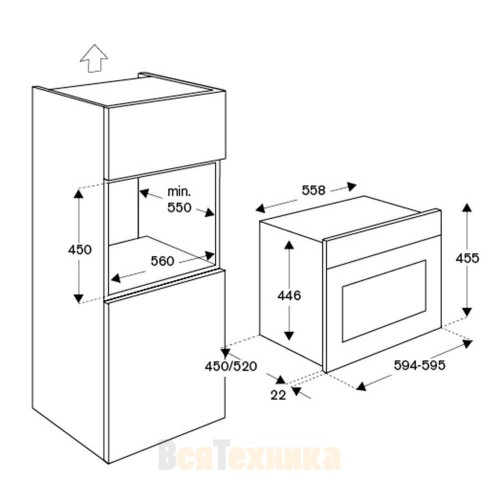 Встраиваемый комбинированный духовой шкаф Bertazzoni Modern F457MODMWTN черный