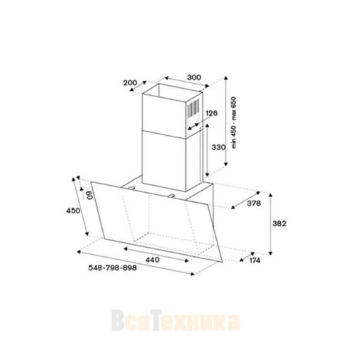 Настенная вытяжка Bertazzoni KV90MOD1NA черная