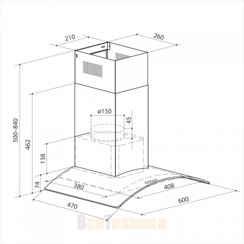 Вытяжка кухонная LEX Paris N 600 Inox