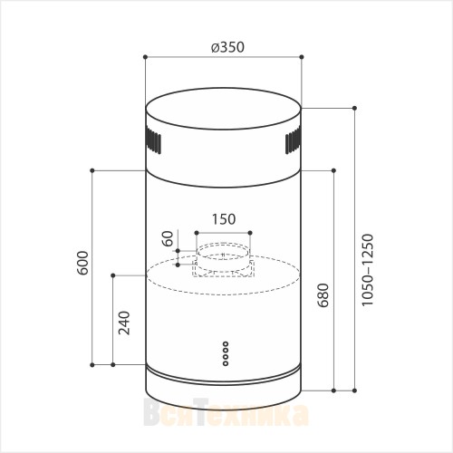 Вытяжка кухонная LEX Tubo Isola 350 Inox