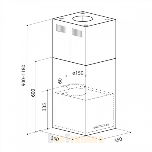 Вытяжка кухонная LEX Tubo Quattro Isola 350 Inox