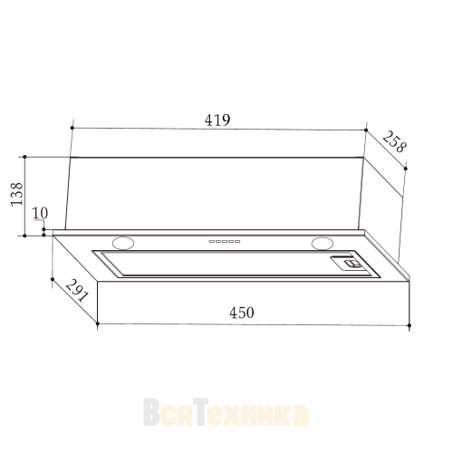 Кухонная встраиваемая вытяжка Weissgauff BOX 455 Inox