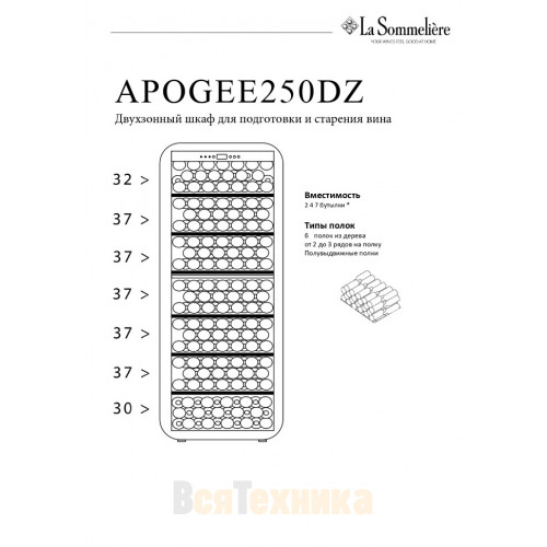 Двухзонный шкаф La Sommeliere APOGEE250DZ