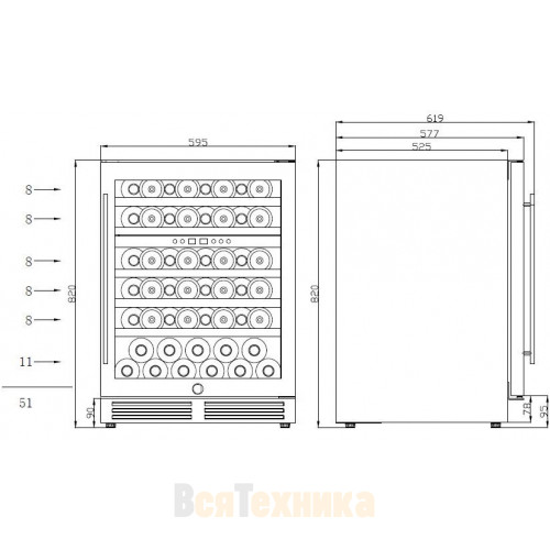 Двухзонный шкаф La Sommeliere LSBU51X1