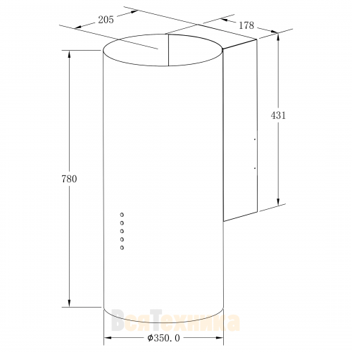 Цилиндрическая пристенная вытяжка Meferi TUBE35WH ULTRA