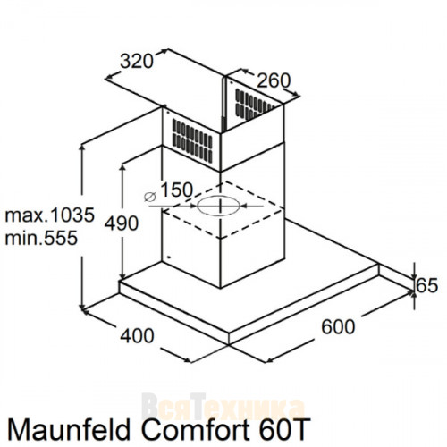 Встраиваемая вытяжка Maunfeld Comfort 60 T black