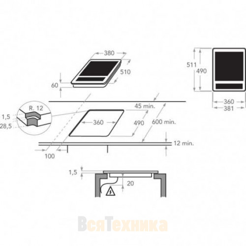 Индукционная варочная панель домино KitchenAid, KHYD1 38510