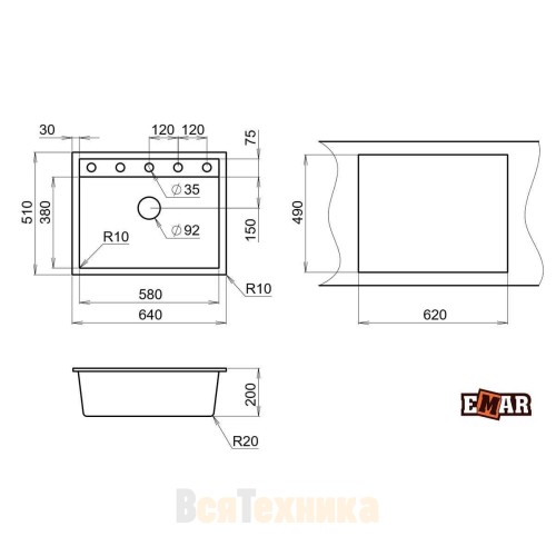 Кухонная мойка ЕМАR EMQ-1640.Q