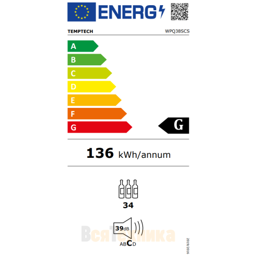 Винный шкаф Temptech Premium WPQ38SCS
