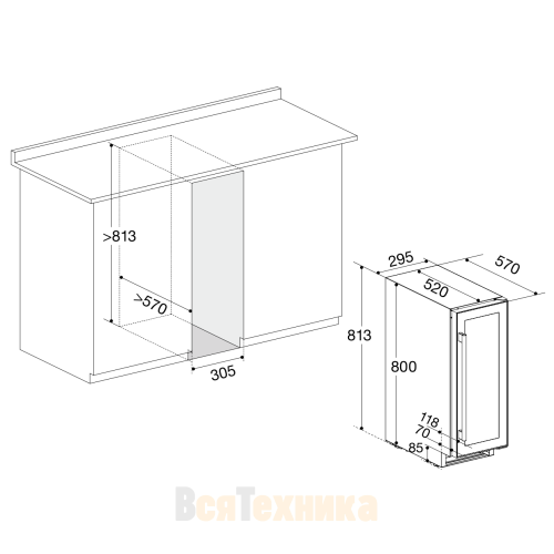 Винный шкаф Temptech Oslo OBIU30DW