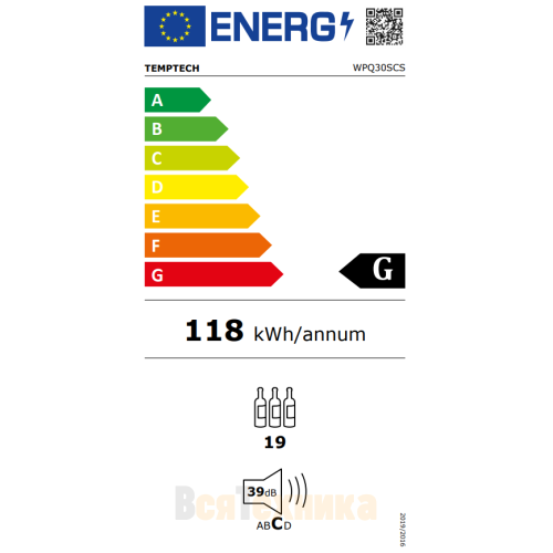 Винный шкаф Temptech Premium WPQ30SCS
