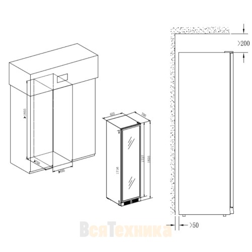 Винный шкаф Temptech Copenhagen CPRO1800DRB-24