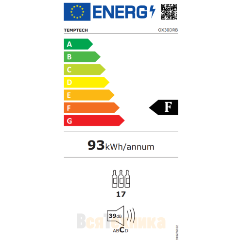 Винный шкаф Temptech Oslo OX30DRB