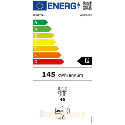 Винный шкаф Temptech Premium WPQ60DCB