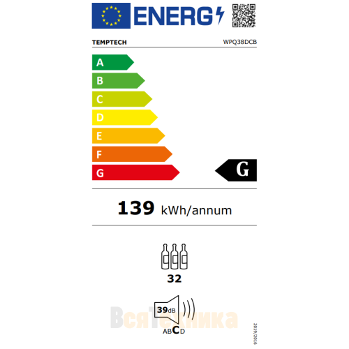 Винный шкаф Temptech Premium WPQ38DCB