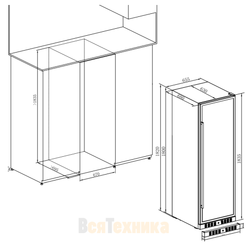 Винный шкаф Temptech Elegance E1000DRW
