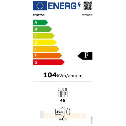 Винный шкаф Temptech Elegance EX60DRW