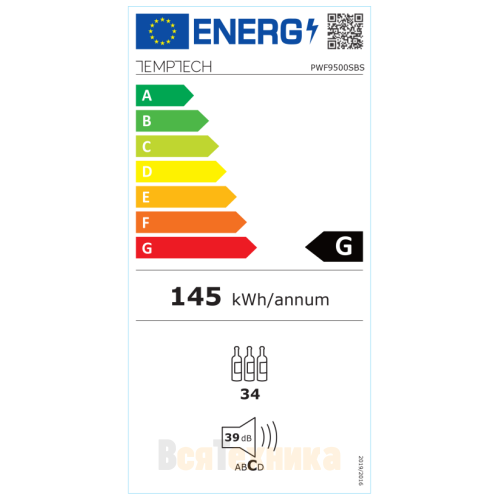 Винный шкаф Temptech Performance PWF9500SBS
