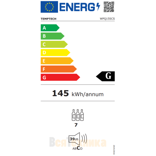 Винный шкаф Temptech Premium WPQ15SCS