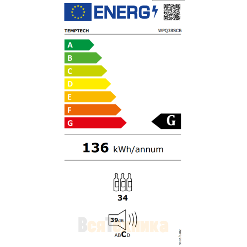 Винный шкаф Temptech Premium WPQ38SCB