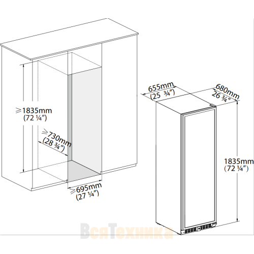Винный шкаф Temptech Elegance GRN280DW