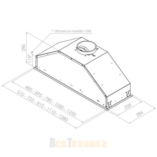 Встраиваемая вытяжка Pando GTI/810 INOX V.850 SEC стальная