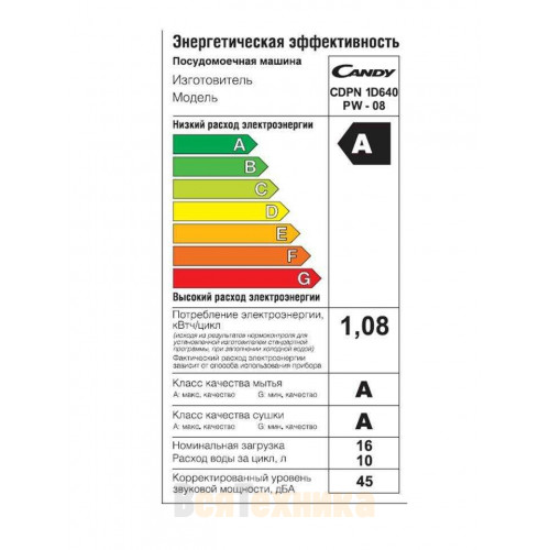 Посудомоечная машина Candy Brava CDPN 1D640PW-08