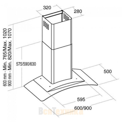 Вытяжка кухонная Cata C-900 GLASS BLACK H