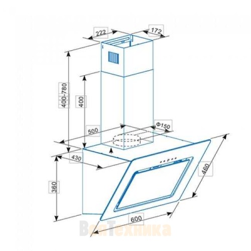 Вытяжка кухонная Cata AG6-A600 XGBK