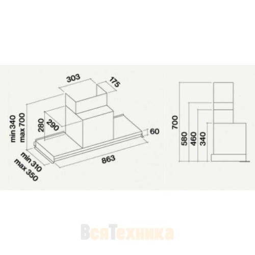 Вытяжка Falmec Design VIRGOLA BLACK 90 (600)