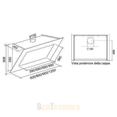 Вытяжка Falmec QUASAR GLASS BLACK 90 (800)