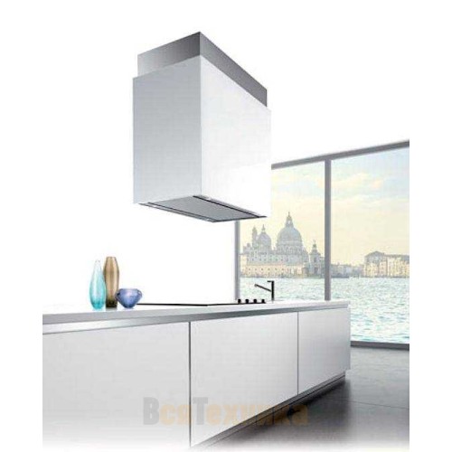 Вытяжка Falmec Design+ LAGUNA isola 60 inox vetro bianco (800)