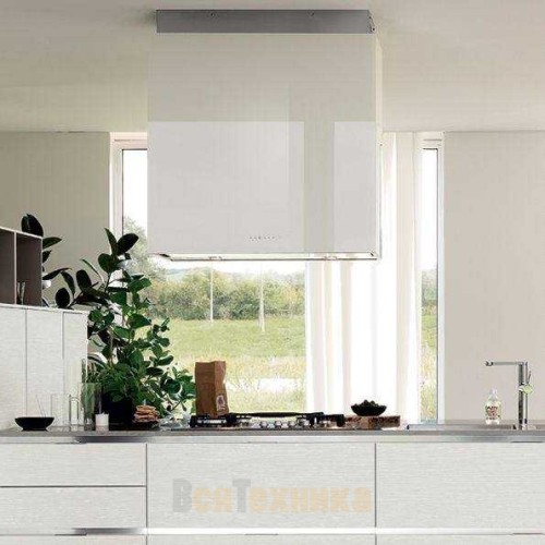 Вытяжка Falmec Design+ LAGUNA isola 60 inox vetro bianco (800)