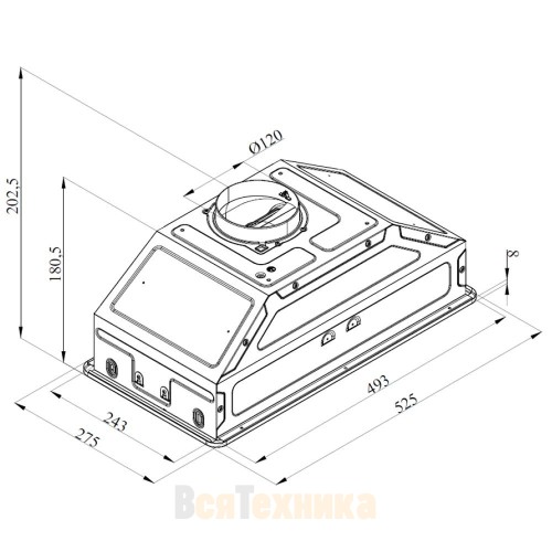 Вытяжка полновстраиваемая HiSTORY CI65B1 FIX, серебристая сталь INOX