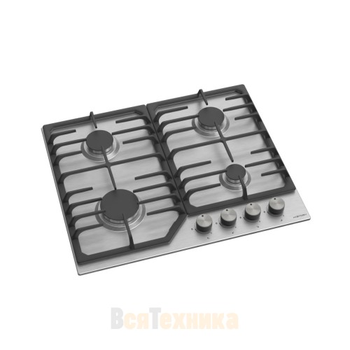 Газовая варочная панель HiSTORY HGE 640C FIX, серебристый INOX