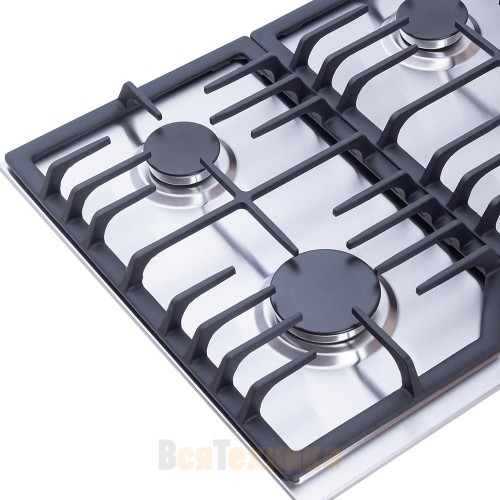 Газовая варочная панель HiSTORY HGE 640C FIX, серебристый INOX